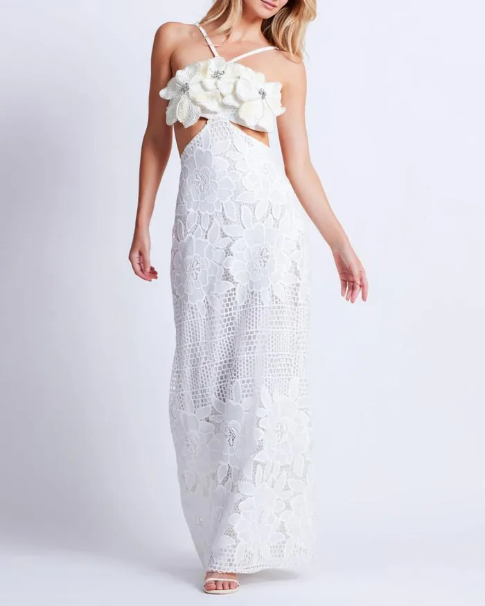 Women Dresses and Jumpsuits PatBO Flower Embroidered Maxi Dress White
