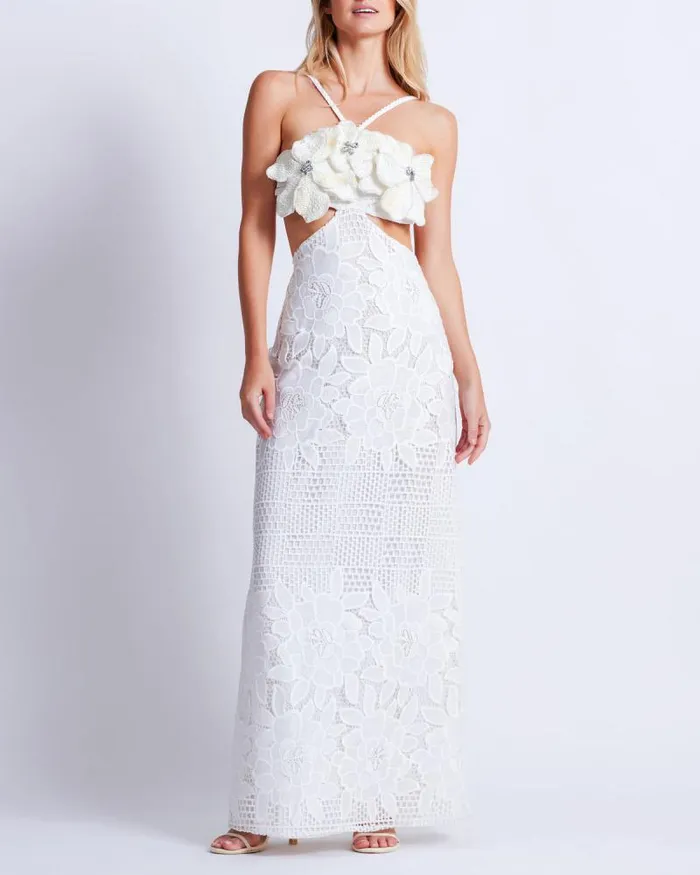 Women Dresses and Jumpsuits PatBO Flower Embroidered Maxi Dress White