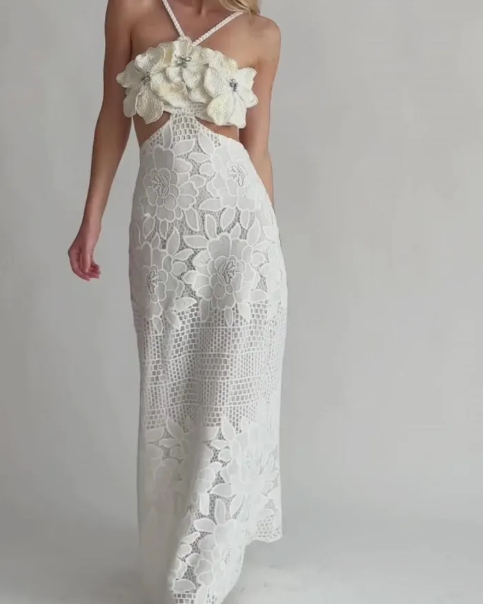 Women Dresses and Jumpsuits PatBO Flower Embroidered Maxi Dress White