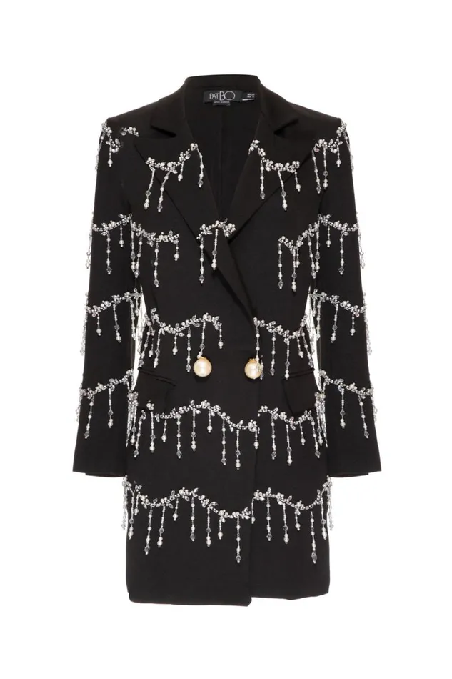 Women Dresses and Jumpsuits PatBO HandBeaded Blazer Mini Dress FINAL SALE Black
