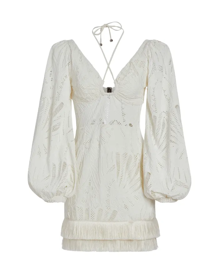 Women Dresses and Jumpsuits PatBO Long Sleeve Lace Mini Dress FINAL SALE Ivory