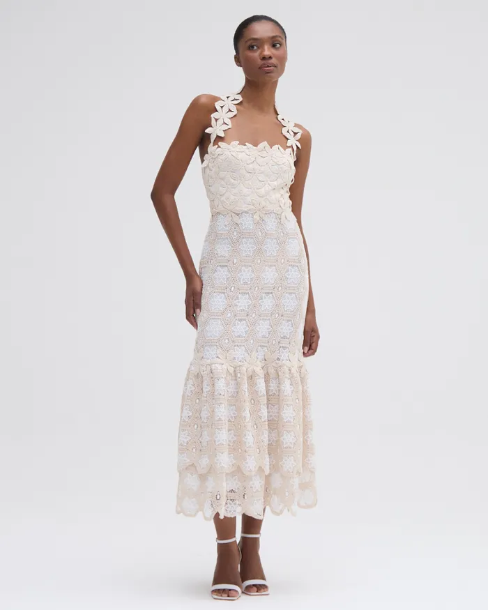 Women Dresses and Jumpsuits PatBO NATURAL CROCHET MIDI DRESS Off White