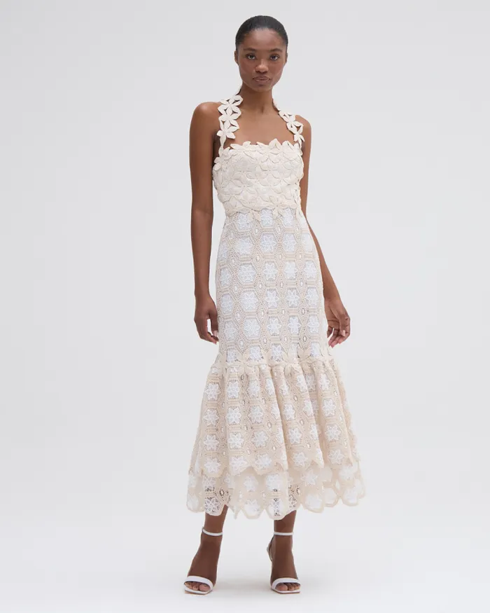 Women Dresses and Jumpsuits PatBO NATURAL CROCHET MIDI DRESS Off White