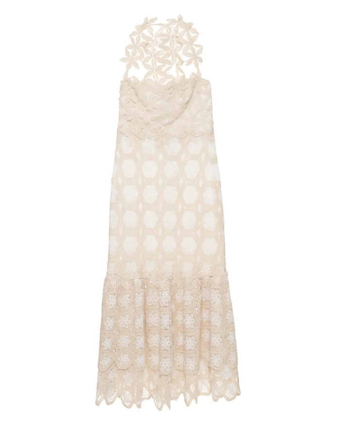 Women Dresses and Jumpsuits PatBO NATURAL CROCHET MIDI DRESS Off White