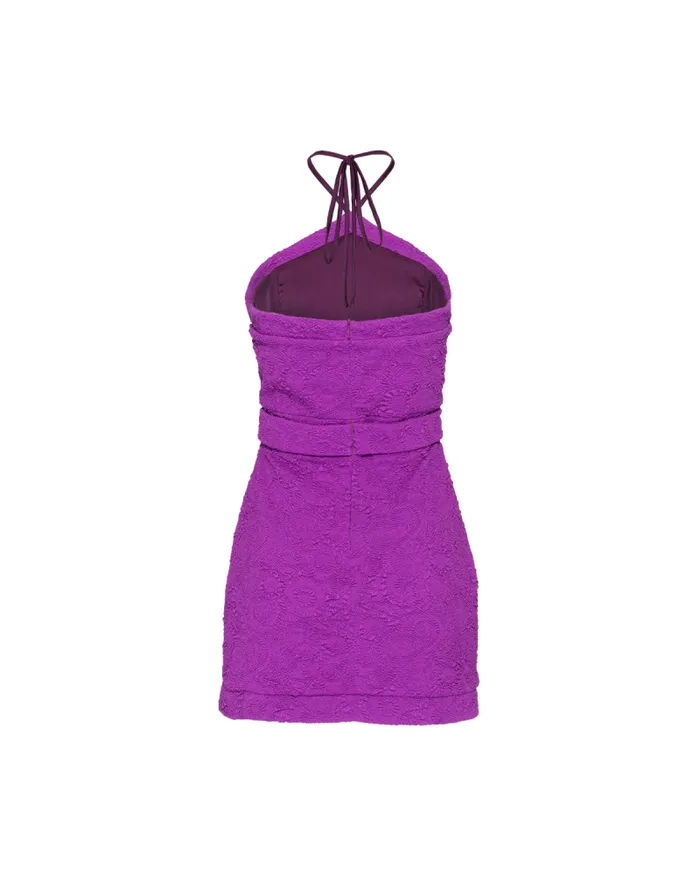 Women Dresses and Jumpsuits PatBO Stretch Jacquard Beaded Mini Purple
