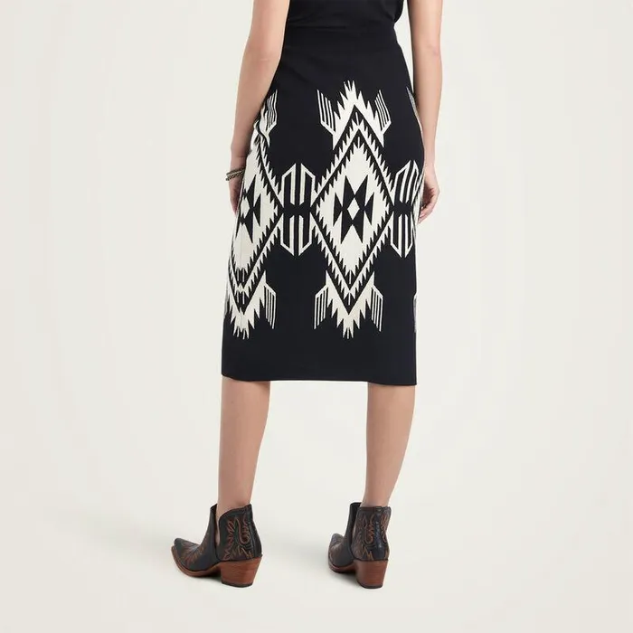Women Dresses and Skirts Ariat Chimayo Sweater Skirt Blkandbuttercream Women Dresses and Skirts Ariat Chimayo Sweater Skirt Blkandbuttercream