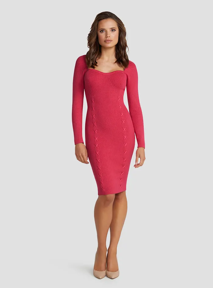 Women Dresses GUESS Eco Pink Margot Knit Midi Dress Women Dresses GUESS Eco Pink Margot Knit Midi Dress