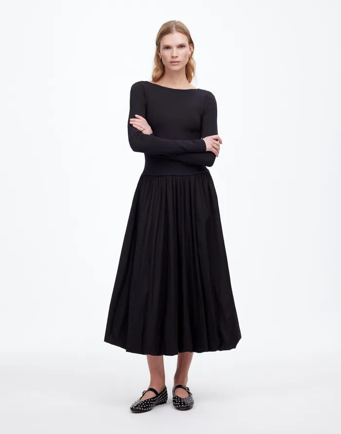 Women Dresses Madewell BubbleHem Midi Dress True Black