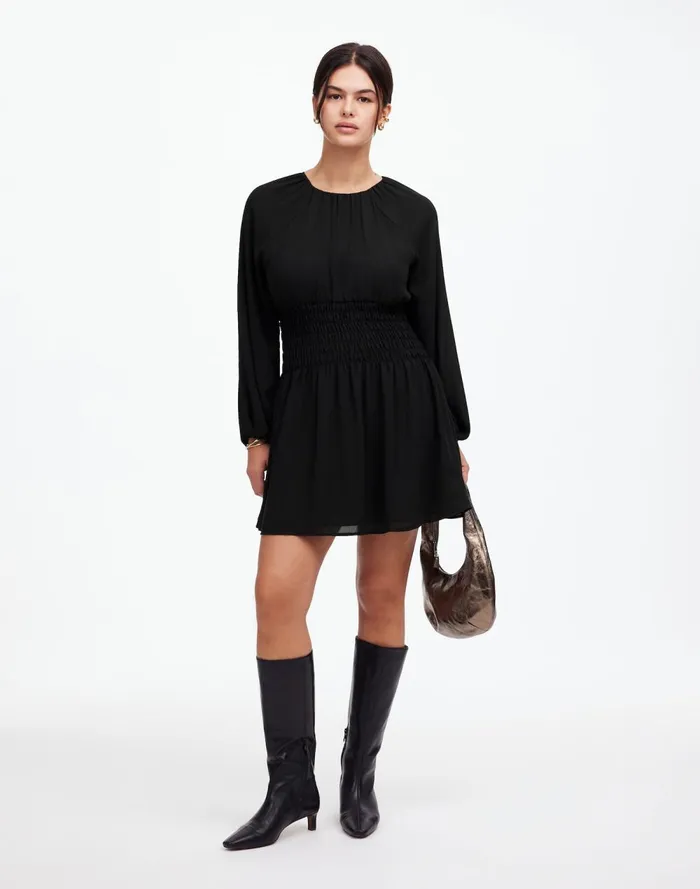 Women Dresses Madewell BubbleSleeve Smocked Mini Dress True Black