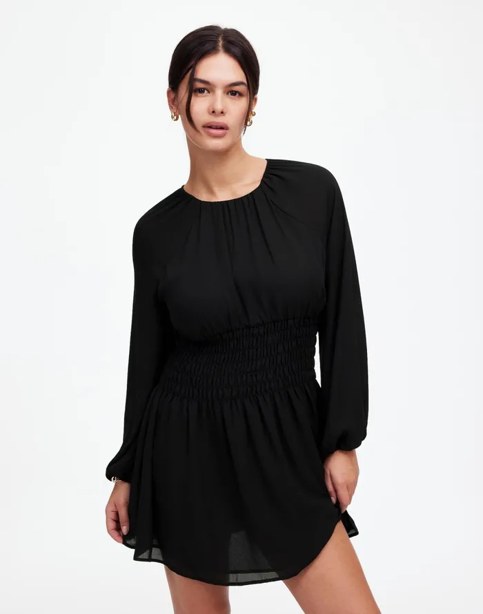 Women Dresses Madewell BubbleSleeve Smocked Mini Dress True Black