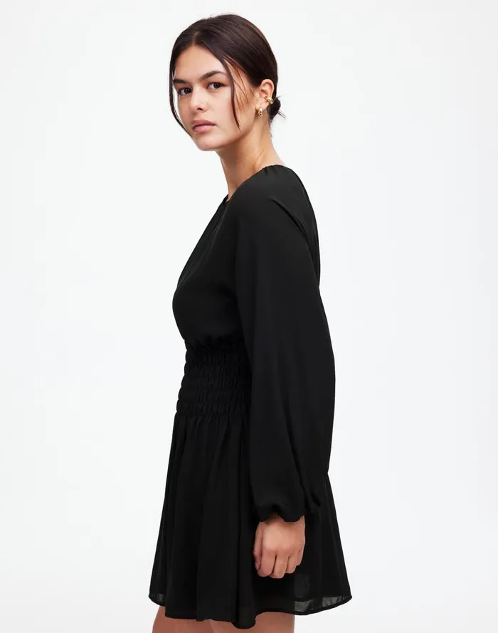 Women Dresses Madewell BubbleSleeve Smocked Mini Dress True Black