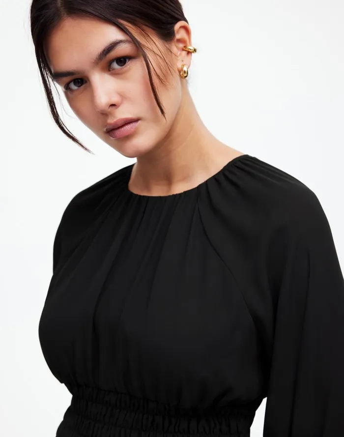 Women Dresses Madewell BubbleSleeve Smocked Mini Dress True Black