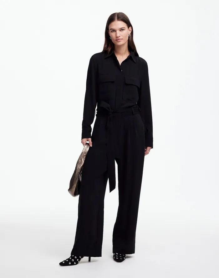 Women Dresses Madewell TieWaist StraightLeg Jumpsuit True Black