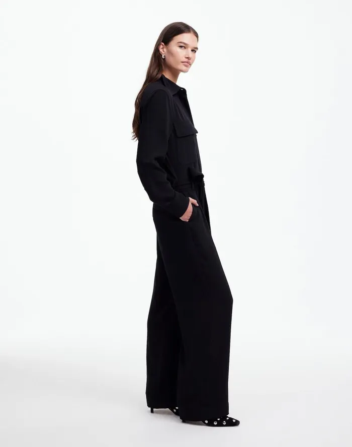 Women Dresses Madewell TieWaist StraightLeg Jumpsuit True Black