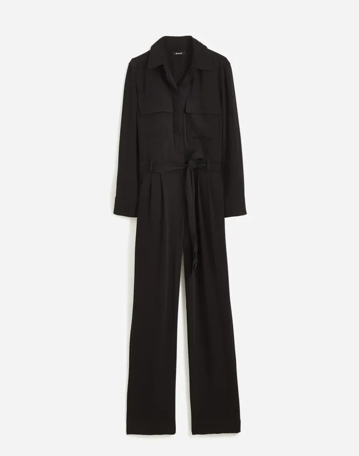 Women Dresses Madewell TieWaist StraightLeg Jumpsuit True Black