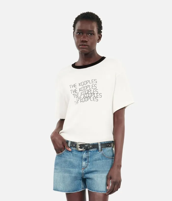 Women Ecru TK Waves Serigraphy Tshirt THE KOOPLES Tshirts
