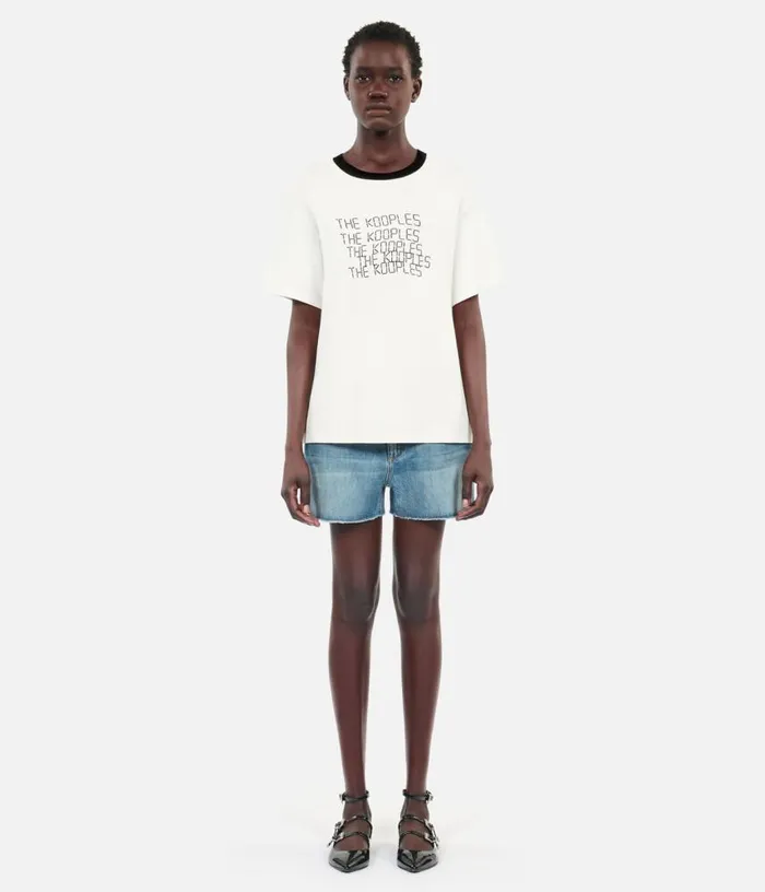 Women Ecru TK Waves Serigraphy Tshirt THE KOOPLES Tshirts