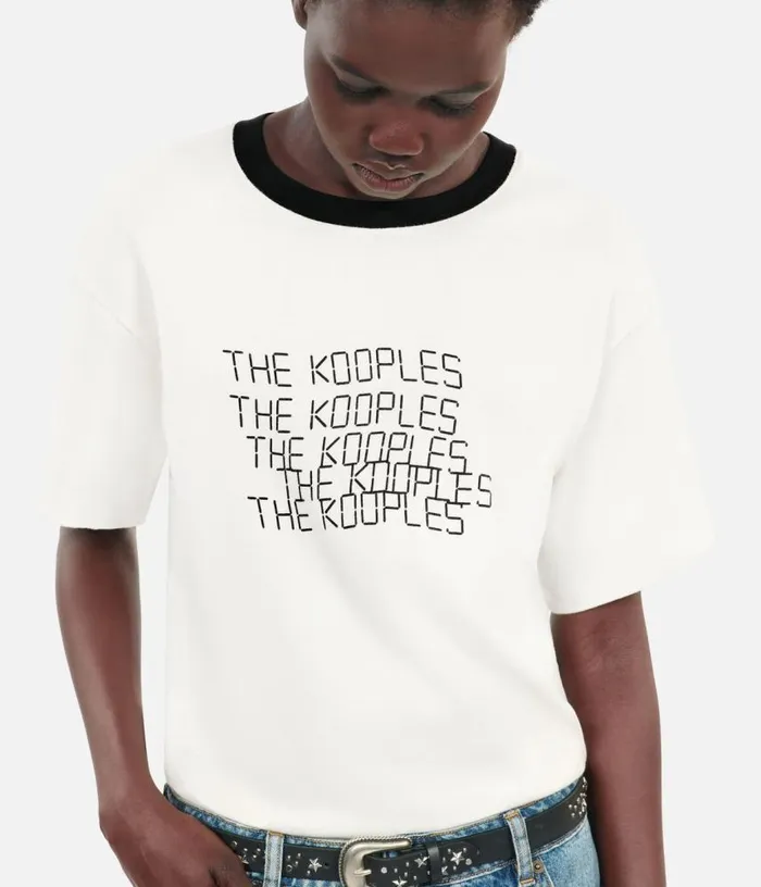 Women Ecru TK Waves Serigraphy Tshirt THE KOOPLES Tshirts