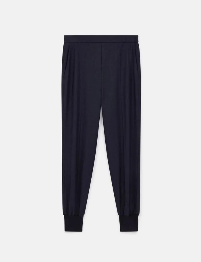 Women Elasticated Wool Sweatpants Deep Navy Stella McCartney Pants And Shorts