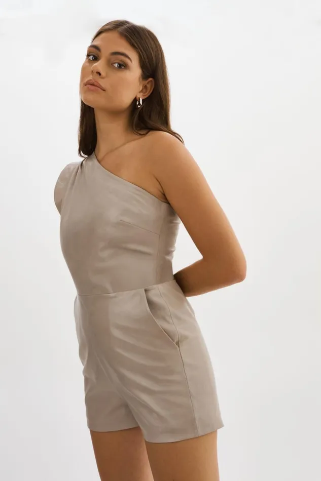 Women ELITA Leather Romper Stone 23 LAMARQUE Dresses
