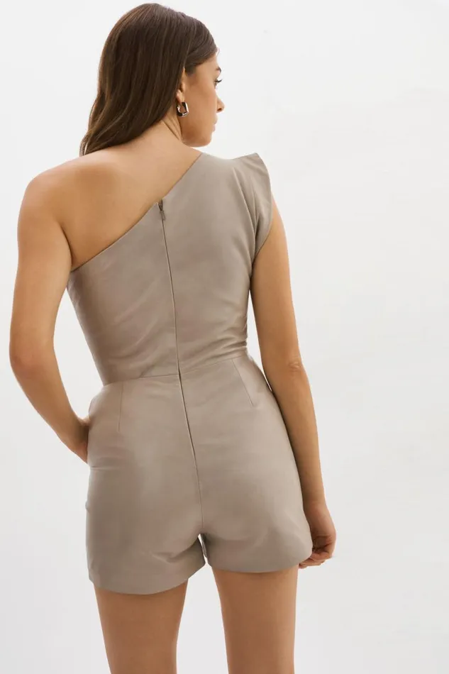 Women ELITA Leather Romper Stone 23 LAMARQUE Dresses