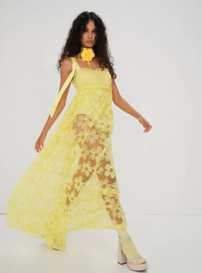 Women Emma Maxi Dress Yellow For Love and Lemons Dresses