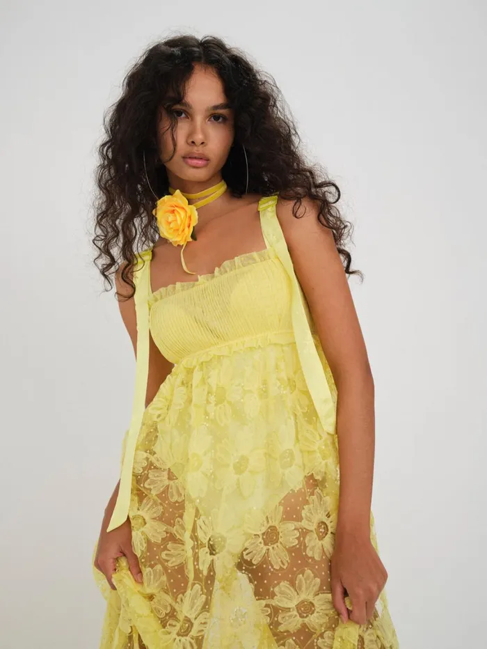 Women Emma Maxi Dress Yellow For Love and Lemons Dresses