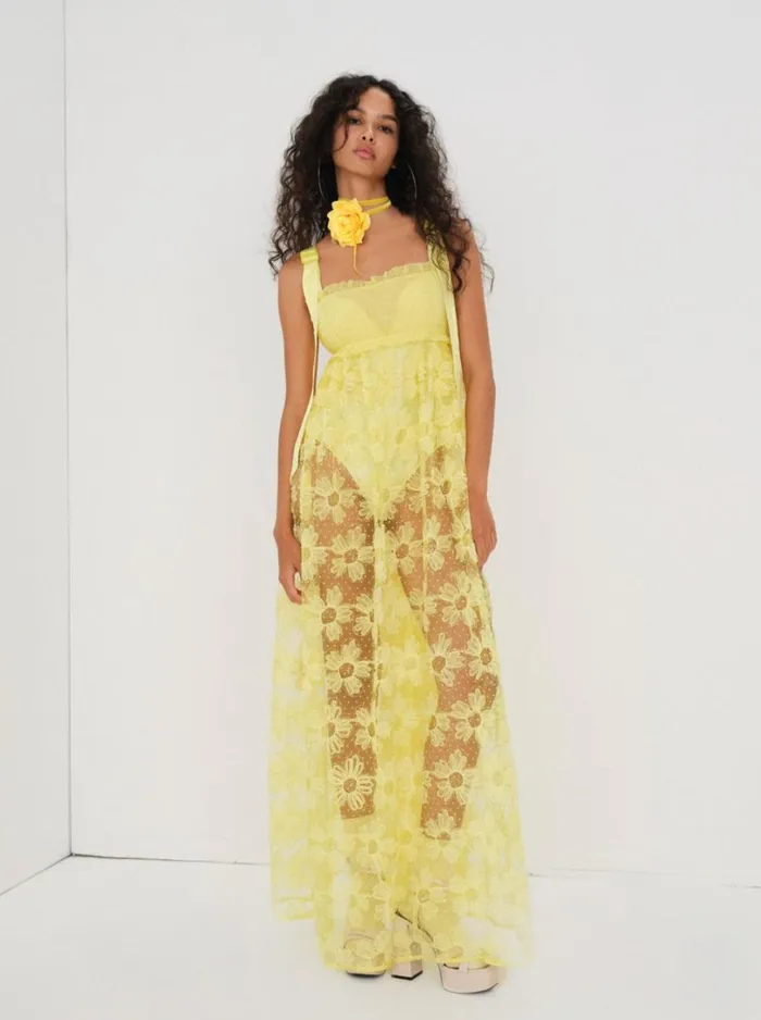 Women Emma Maxi Dress Yellow For Love and Lemons Dresses