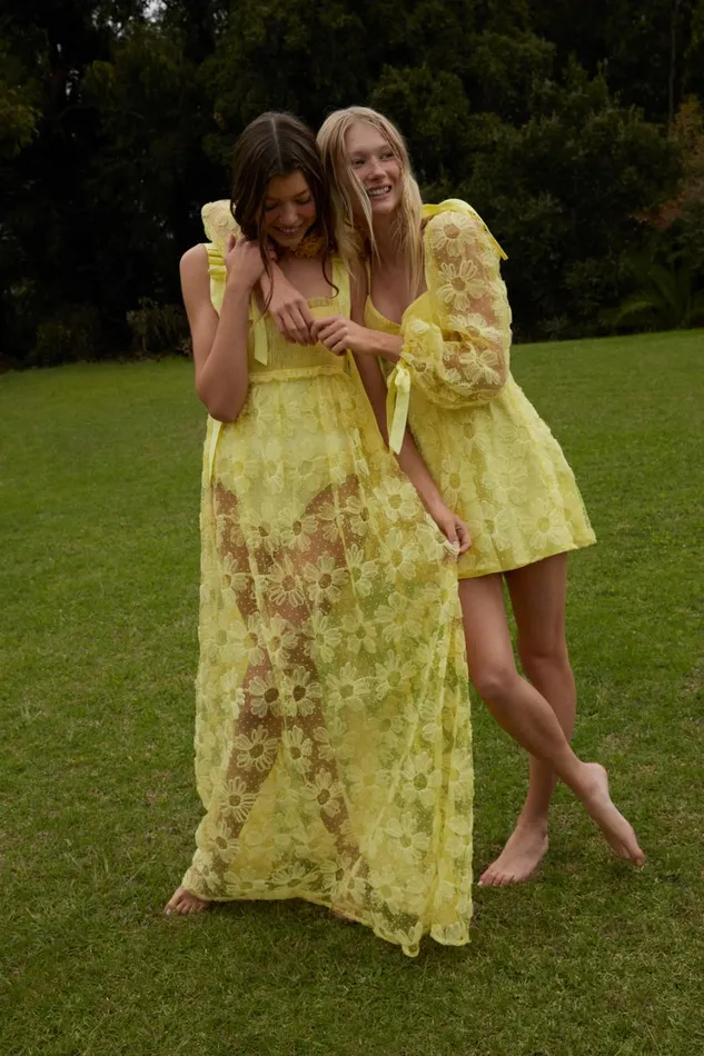 Women Emma Maxi Dress Yellow For Love and Lemons Dresses
