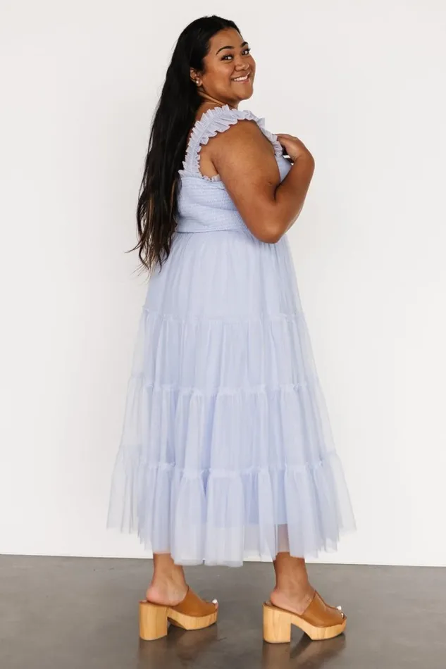 Women Emma Smocked Tulle Dress Light Blue Baltic Born Midi Dresses Women Emma Smocked Tulle Dress Light Blue Baltic Born Midi Dresses