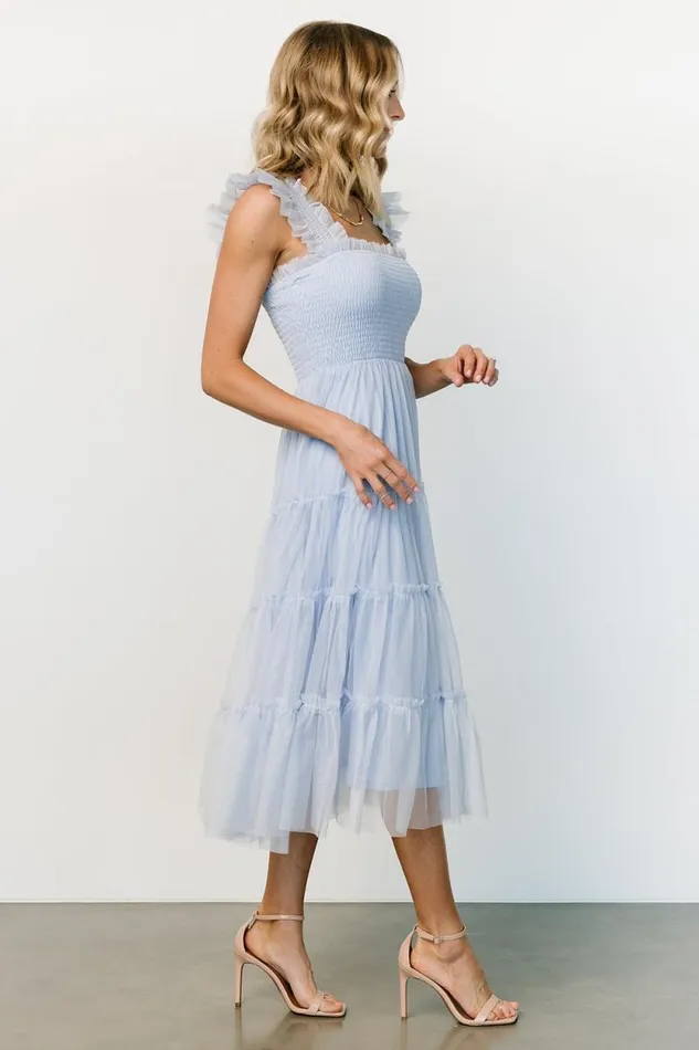 Women Emma Smocked Tulle Dress Light Blue Baltic Born Midi Dresses Women Emma Smocked Tulle Dress Light Blue Baltic Born Midi Dresses