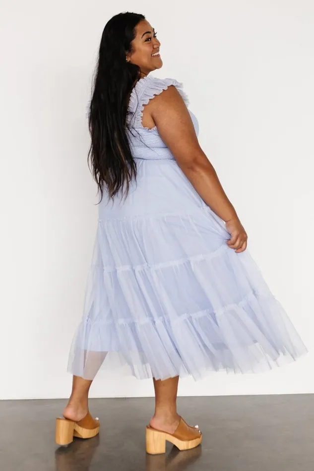 Women Emma Smocked Tulle Dress Light Blue Baltic Born Midi Dresses Women Emma Smocked Tulle Dress Light Blue Baltic Born Midi Dresses
