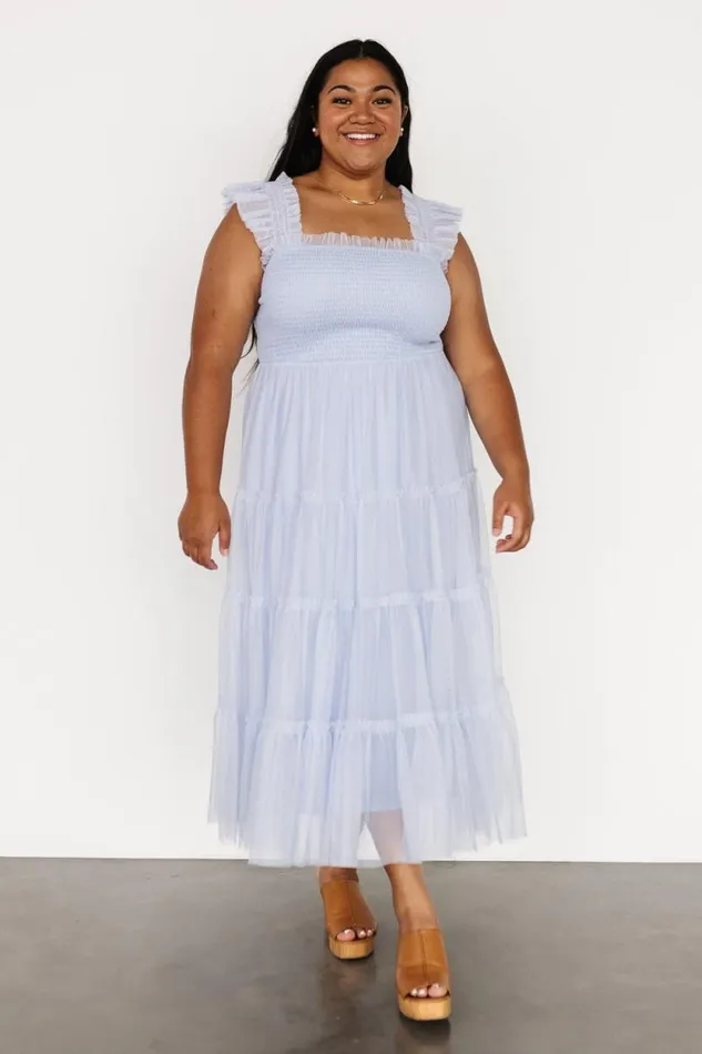 Women Emma Smocked Tulle Dress Light Blue Baltic Born Midi Dresses Women Emma Smocked Tulle Dress Light Blue Baltic Born Midi Dresses