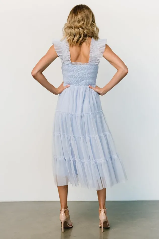 Women Emma Smocked Tulle Dress Light Blue Baltic Born Midi Dresses Women Emma Smocked Tulle Dress Light Blue Baltic Born Midi Dresses