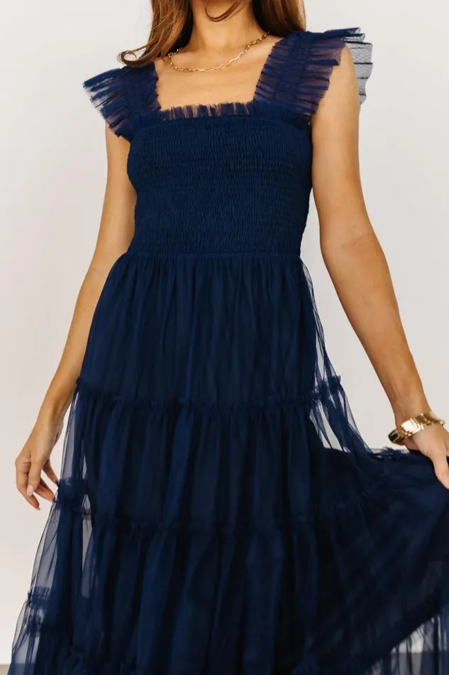 Women Emma Smocked Tulle Dress Navy Baltic Born Tulle Styles