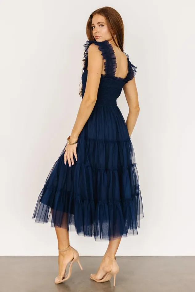 Women Emma Smocked Tulle Dress Navy Baltic Born Tulle Styles