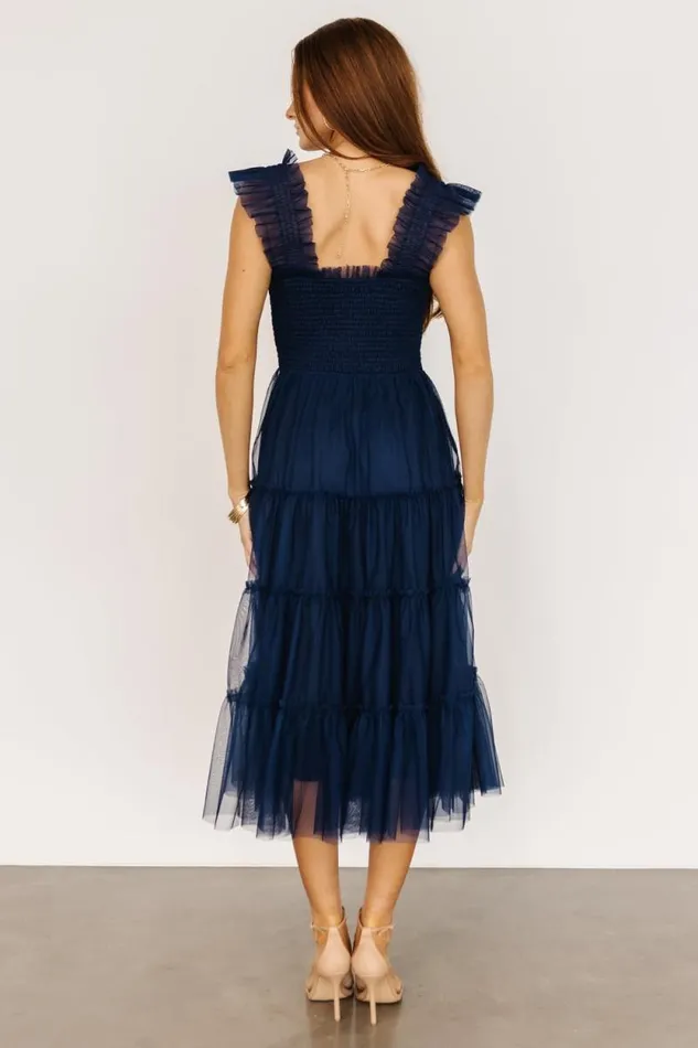 Women Emma Smocked Tulle Dress Navy Baltic Born Tulle Styles