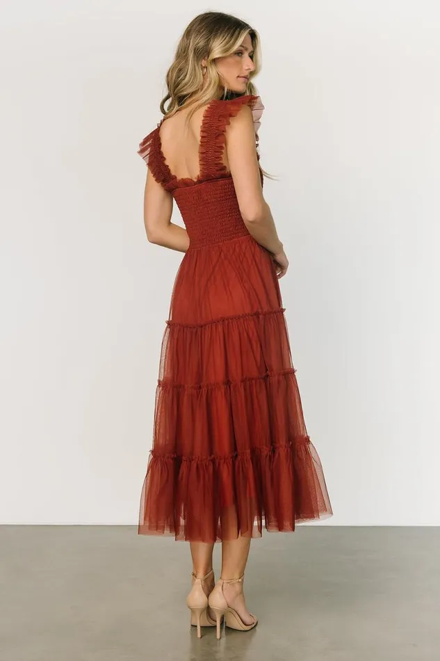 Women Emma Smocked Tulle Dress Oxblood Baltic Born Tulle Styles Women Emma Smocked Tulle Dress Oxblood Baltic Born Tulle Styles