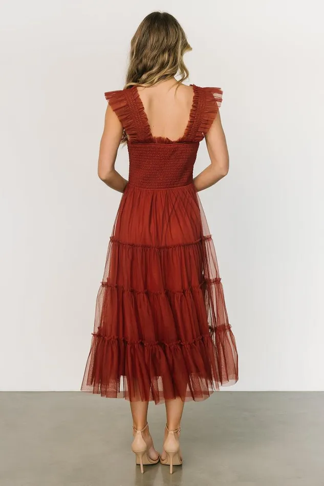 Women Emma Smocked Tulle Dress Oxblood Baltic Born Tulle Styles Women Emma Smocked Tulle Dress Oxblood Baltic Born Tulle Styles