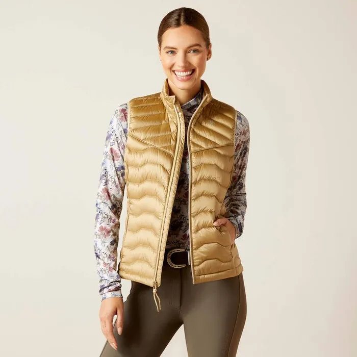 Women English Riding Ariat Ideal Down Vest Iridescent Fields Of Rye