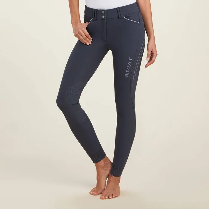 Women English Riding Ariat Tri Factor Lumina Grip Knee Patch Breech Ebony