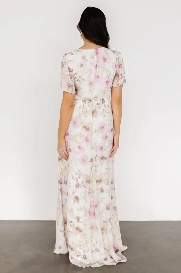Women Enya Maxi Dress White Lilac Floral Baltic Born Bump Friendly
