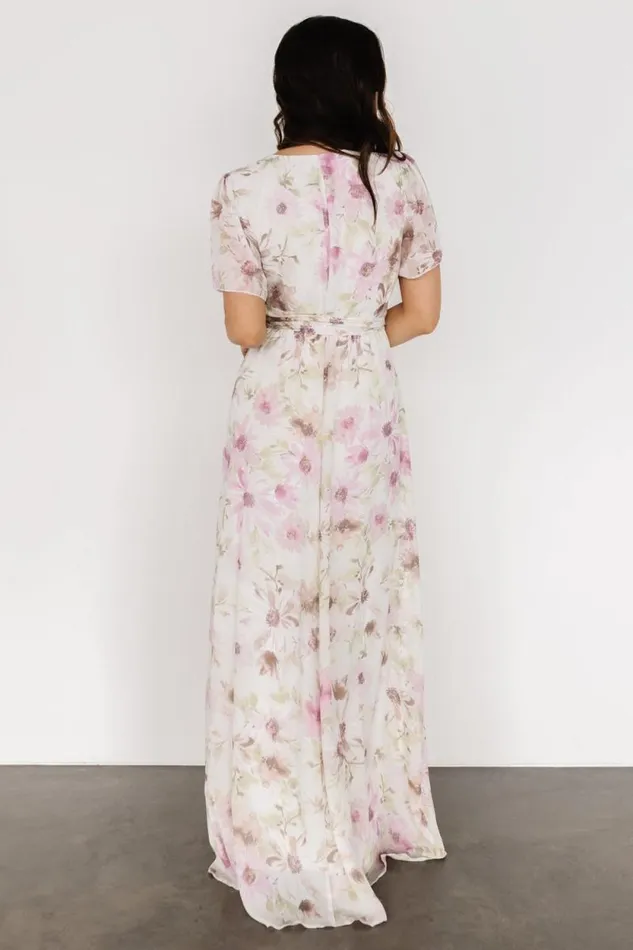 Women Enya Maxi Dress White Lilac Floral Baltic Born Bump Friendly