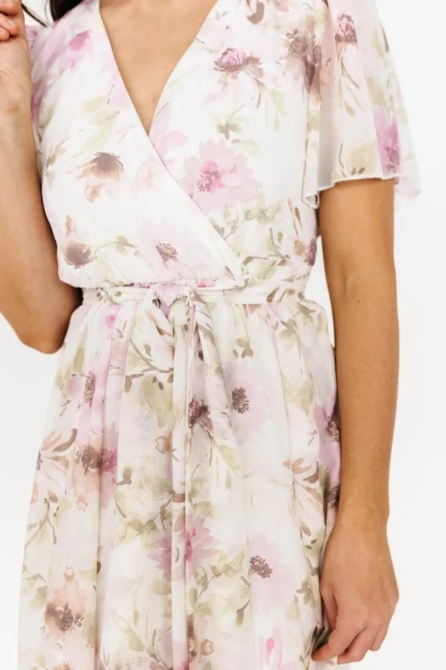 Women Enya Maxi Dress White Lilac Floral Baltic Born Bump Friendly