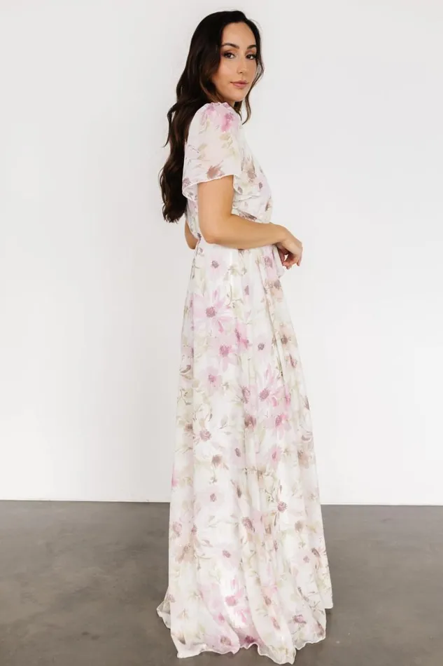 Women Enya Maxi Dress White Lilac Floral Baltic Born Bump Friendly