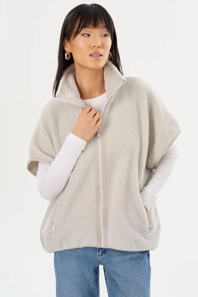 Women EUDORA Polar Fleece Vest Light Grey LAMARQUE Tops