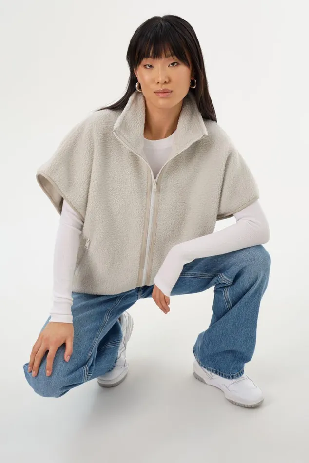Women EUDORA Polar Fleece Vest Light Grey LAMARQUE Tops