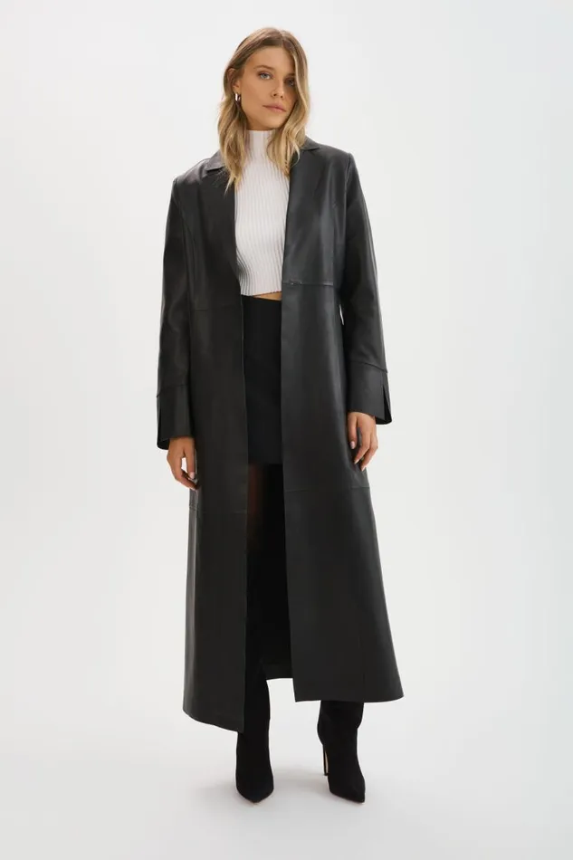 Women EVANNA Leather Maxi Coat Black LAMARQUE Leather Jackets Women EVANNA Leather Maxi Coat Black LAMARQUE Leather Jackets