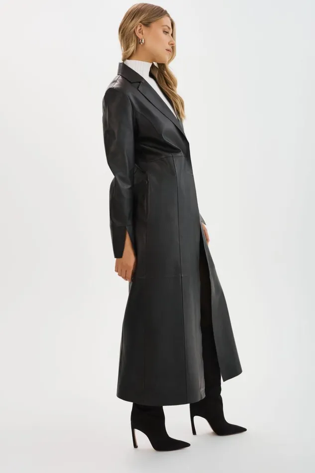 Women EVANNA Leather Maxi Coat Black LAMARQUE Leather Jackets Women EVANNA Leather Maxi Coat Black LAMARQUE Leather Jackets