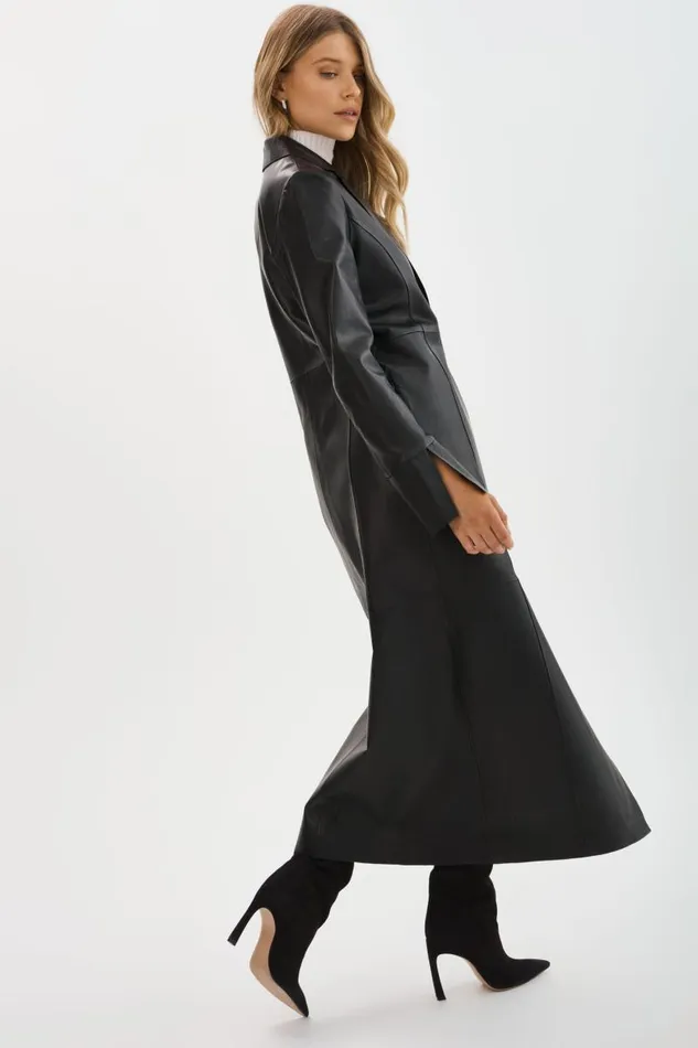Women EVANNA Leather Maxi Coat Black LAMARQUE Leather Jackets Women EVANNA Leather Maxi Coat Black LAMARQUE Leather Jackets